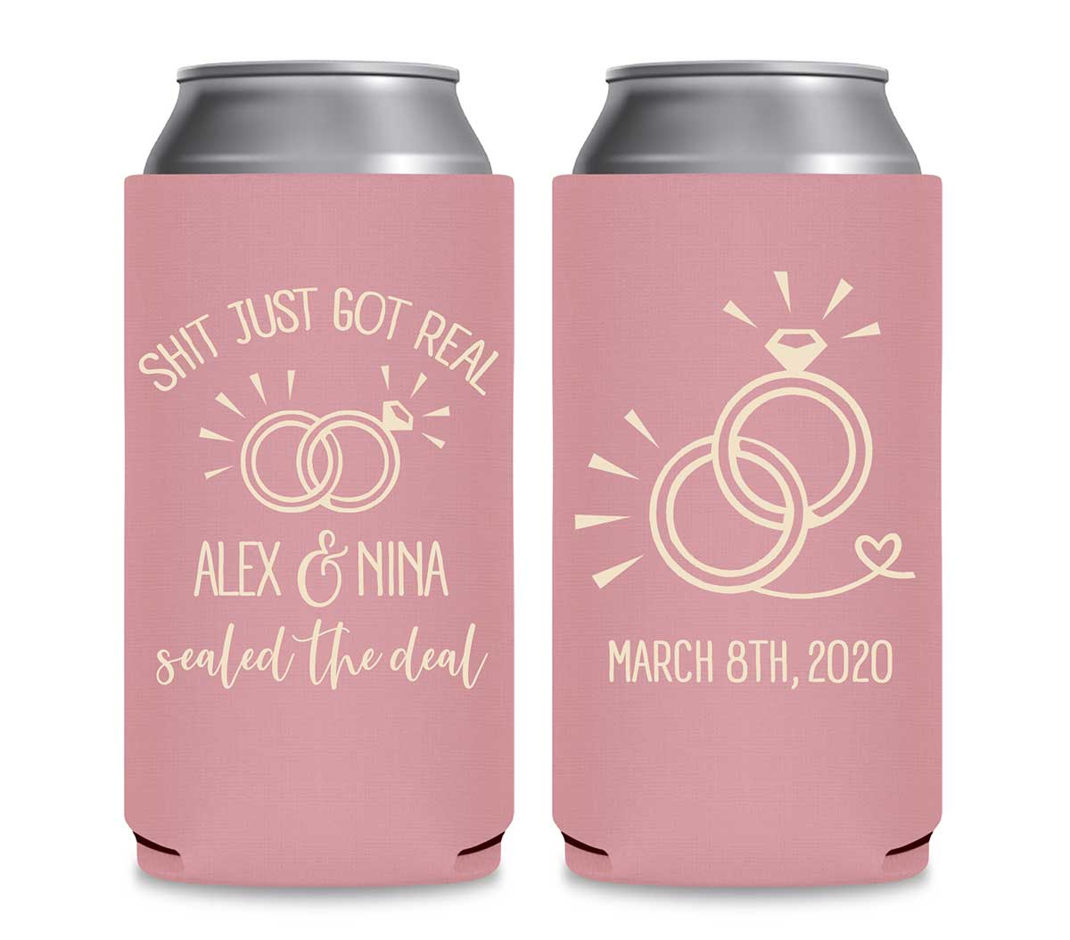 Shit Just Got Real 1A Foldable 12 oz Slim Can Koozies Wedding Gifts for Guests