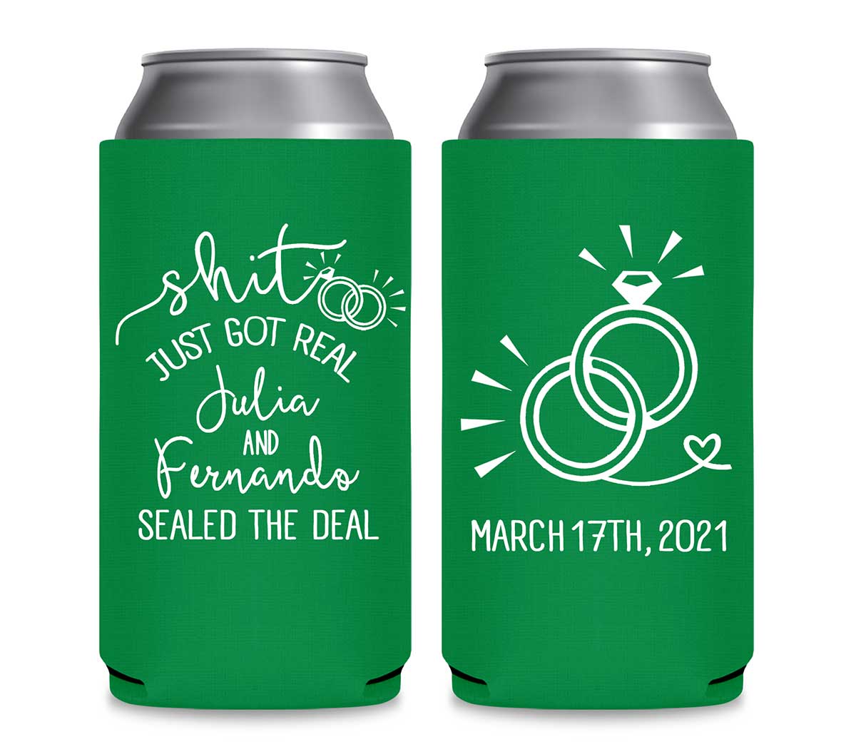 Shit Just Got Real 1B Foldable 12 oz Slim Can Koozies Wedding Gifts for Guests