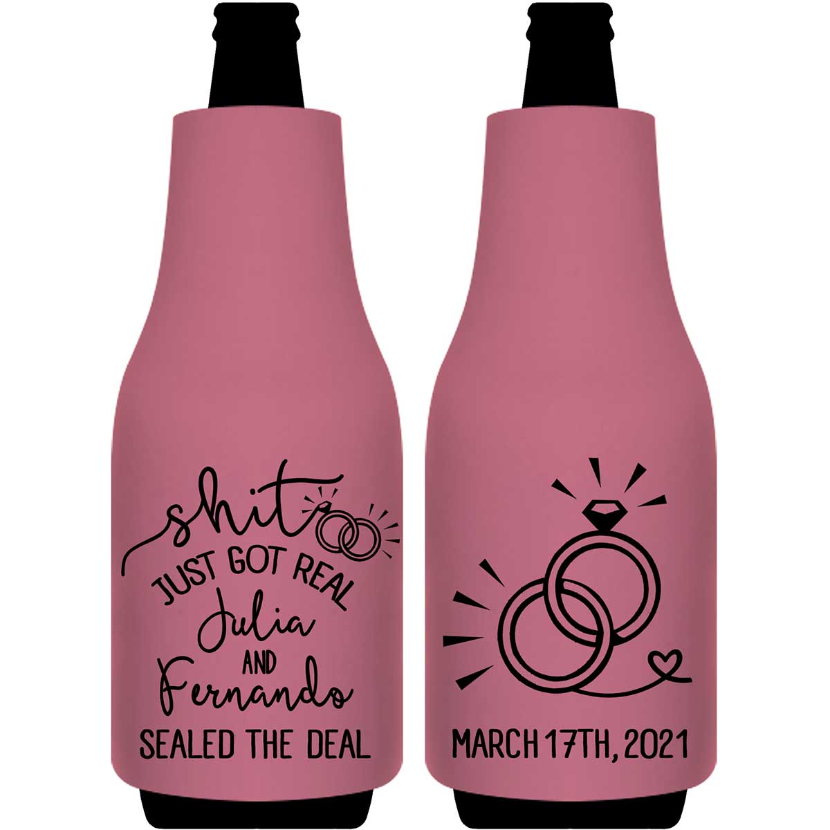 Shit Just Got Real 1B Foldable Bottle Sleeve Koozies Wedding Gifts for Guests