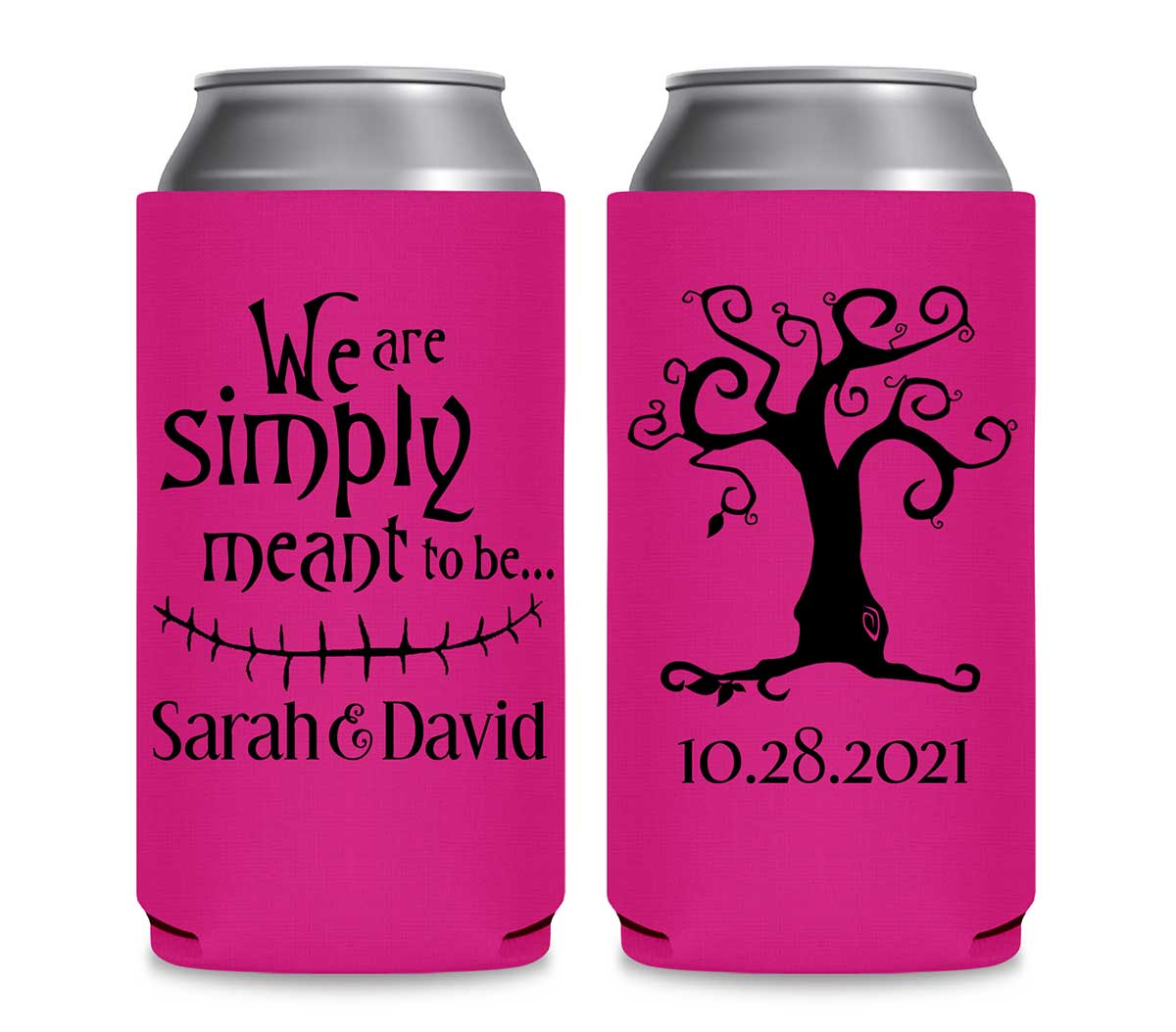 Simply Meant To Be 1A Foldable 12 oz Slim Can Koozies Wedding Gifts for Guests