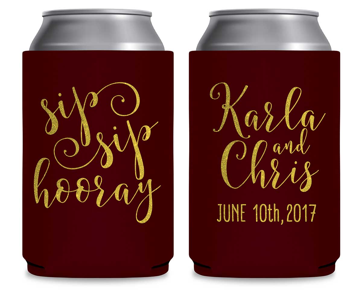Sip Sip Hooray 1A Foldable Can Koozies Wedding Gifts for Guests