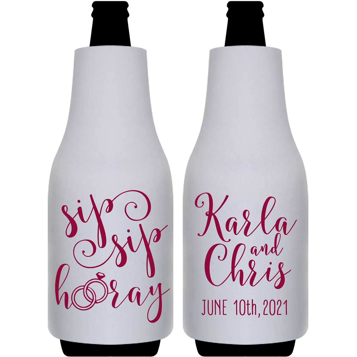 Sip Sip Hooray 1B Foldable Bottle Sleeve Koozies Wedding Gifts for Guests