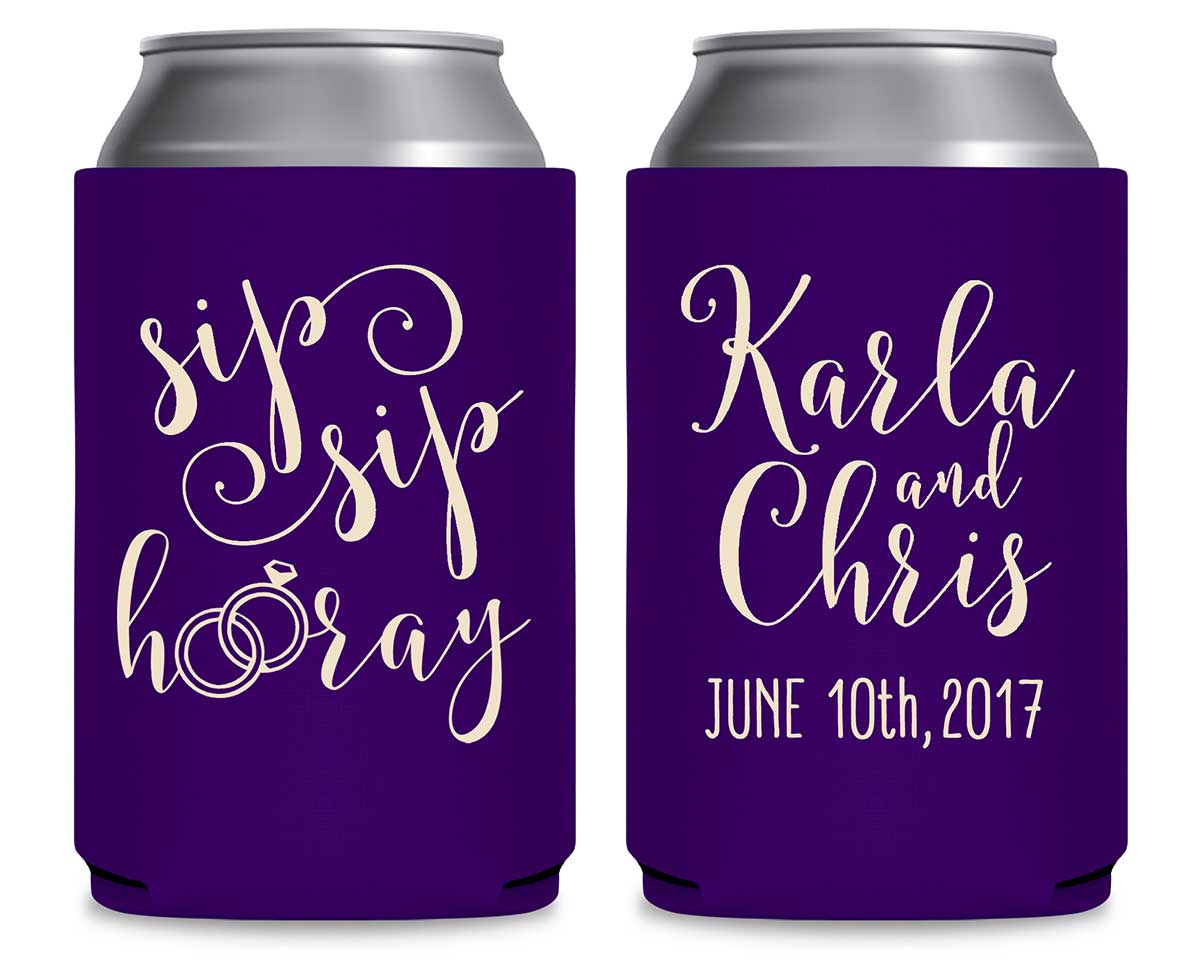 Sip Sip Hooray 1B Foldable Can Koozies Wedding Gifts for Guests