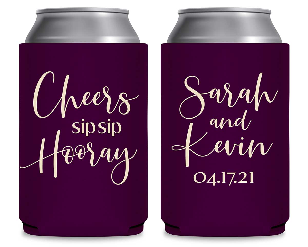 Sip Sip Hooray 2A Foldable Can Koozies Wedding Gifts for Guests