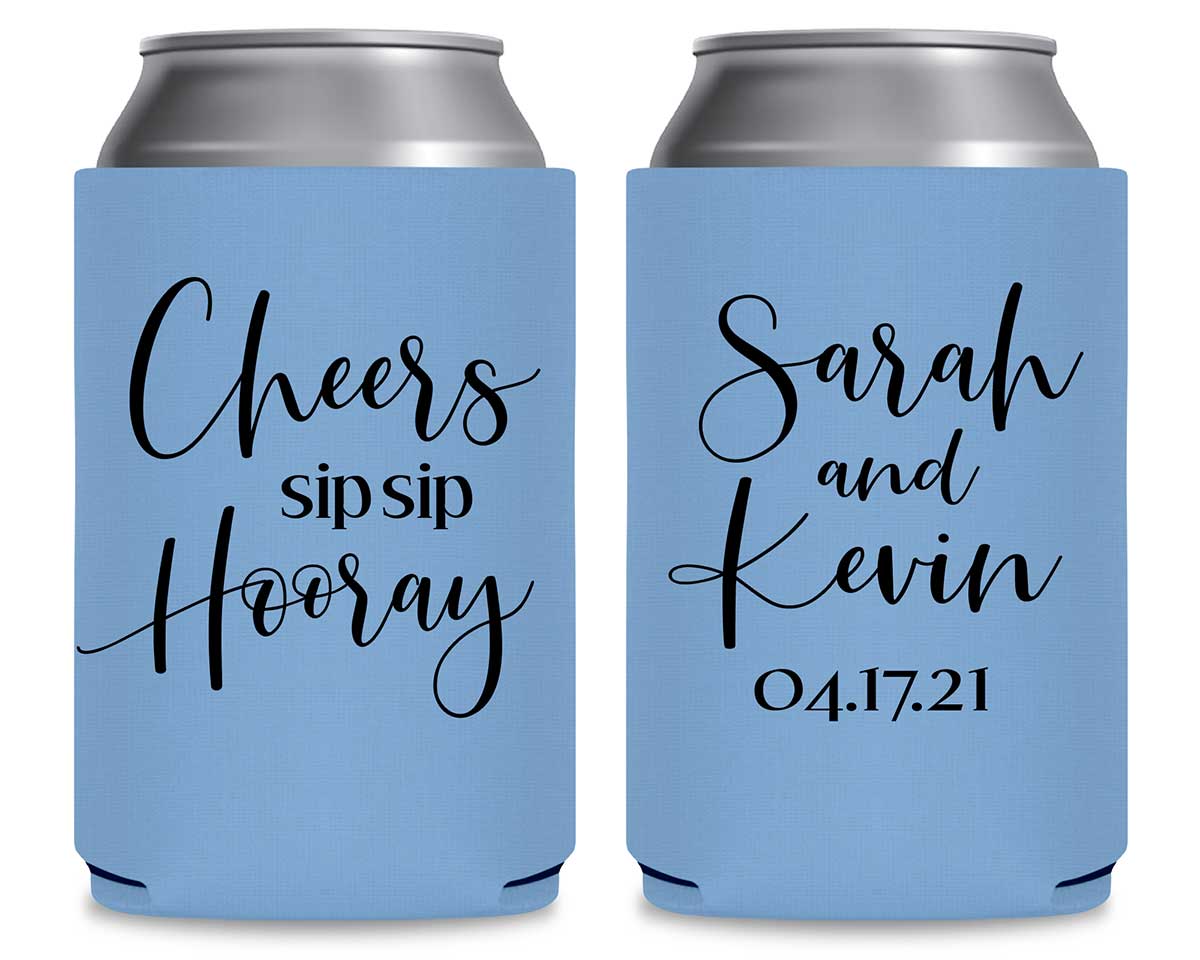 Sip Sip Hooray 2A Foldable Can Koozies Wedding Gifts for Guests