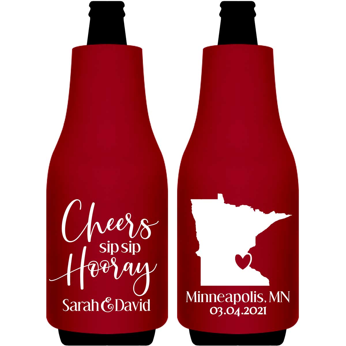 Sip Sip Hooray 2B Any Map Foldable Bottle Sleeve Koozies Wedding Gifts for Guests