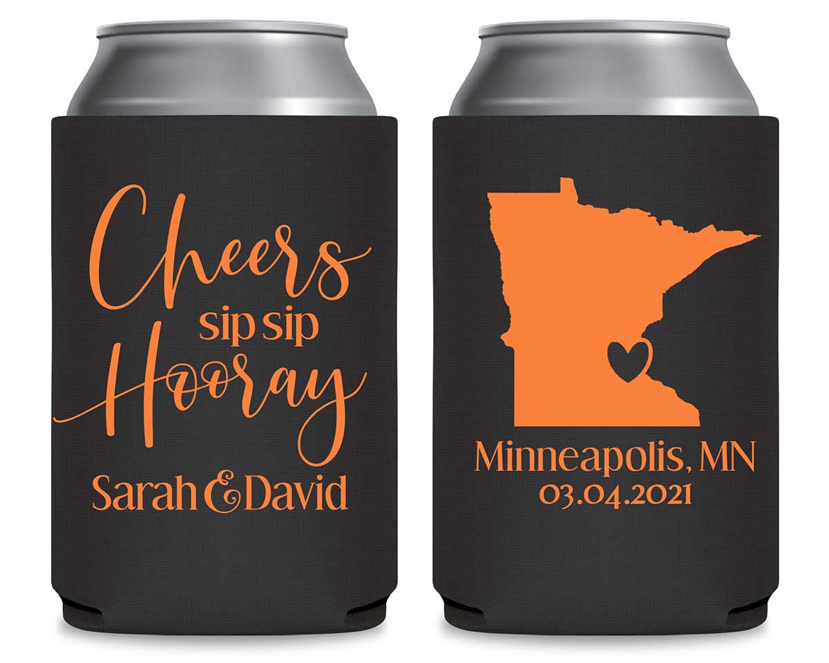 Sip Sip Hooray 2B Any Map Foldable Can Koozies Wedding Gifts for Guests
