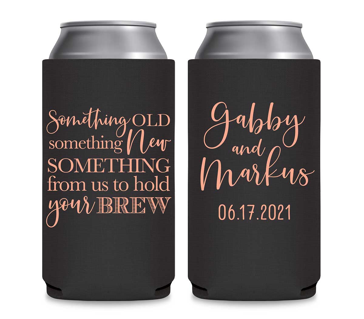 Something Old Something New 1A Foldable 12 oz Slim Can Koozies Wedding Gifts for Guests