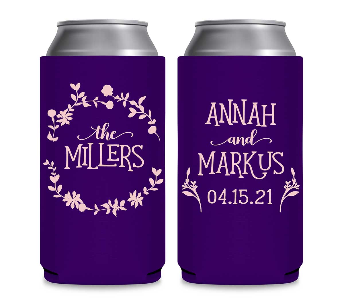 Spring Love 1A Floral Foldable 12 oz Slim Can Koozies Wedding Gifts for Guests