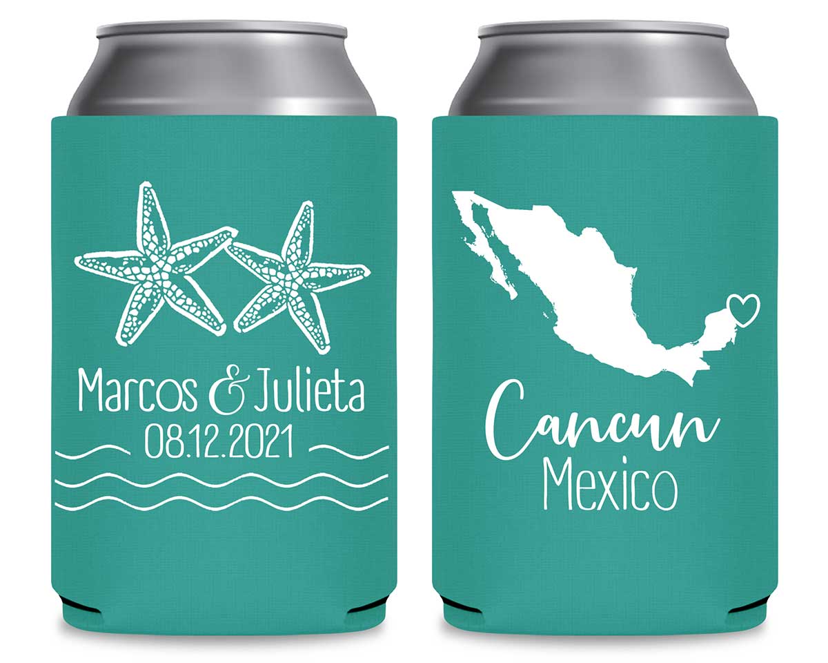Starfish 2B Any Map Foldable Can Koozies Wedding Gifts for Guests