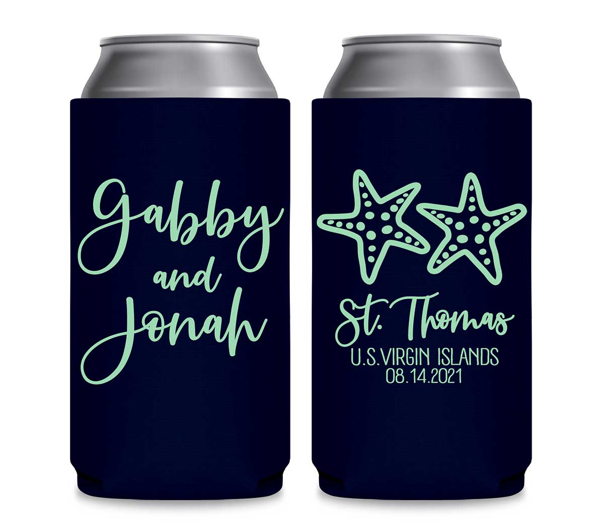 Starfish 3A Foldable 12 oz Slim Can Koozies Wedding Gifts for Guests