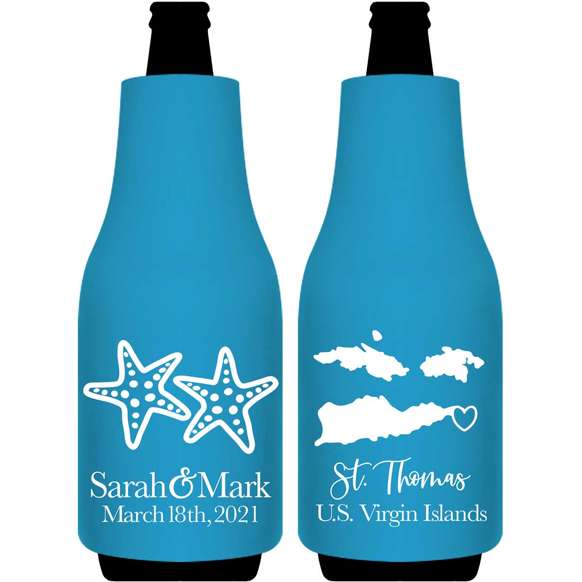 Starfish 3B Any Map Foldable Bottle Sleeve Koozies Wedding Gifts for Guests