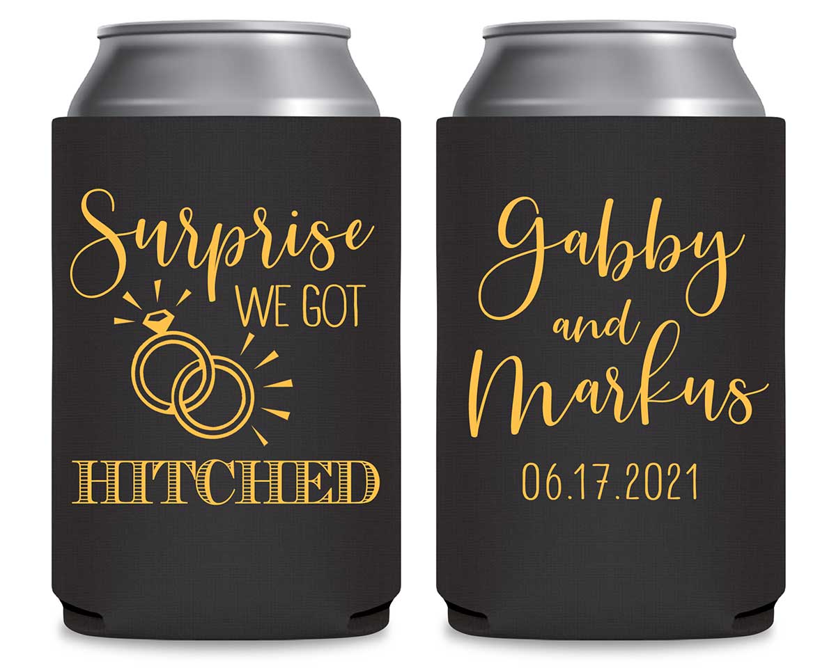 Surprise We Got Hitched 1A Foldable Can Koozies Wedding Gifts for Guests