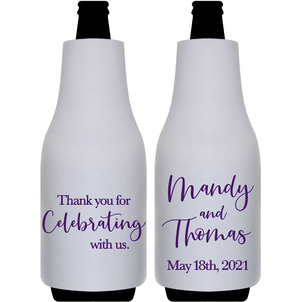Thank You For Celebrating With Us 1A Foldable Bottle Sleeve Koozies Wedding Gifts for Guests