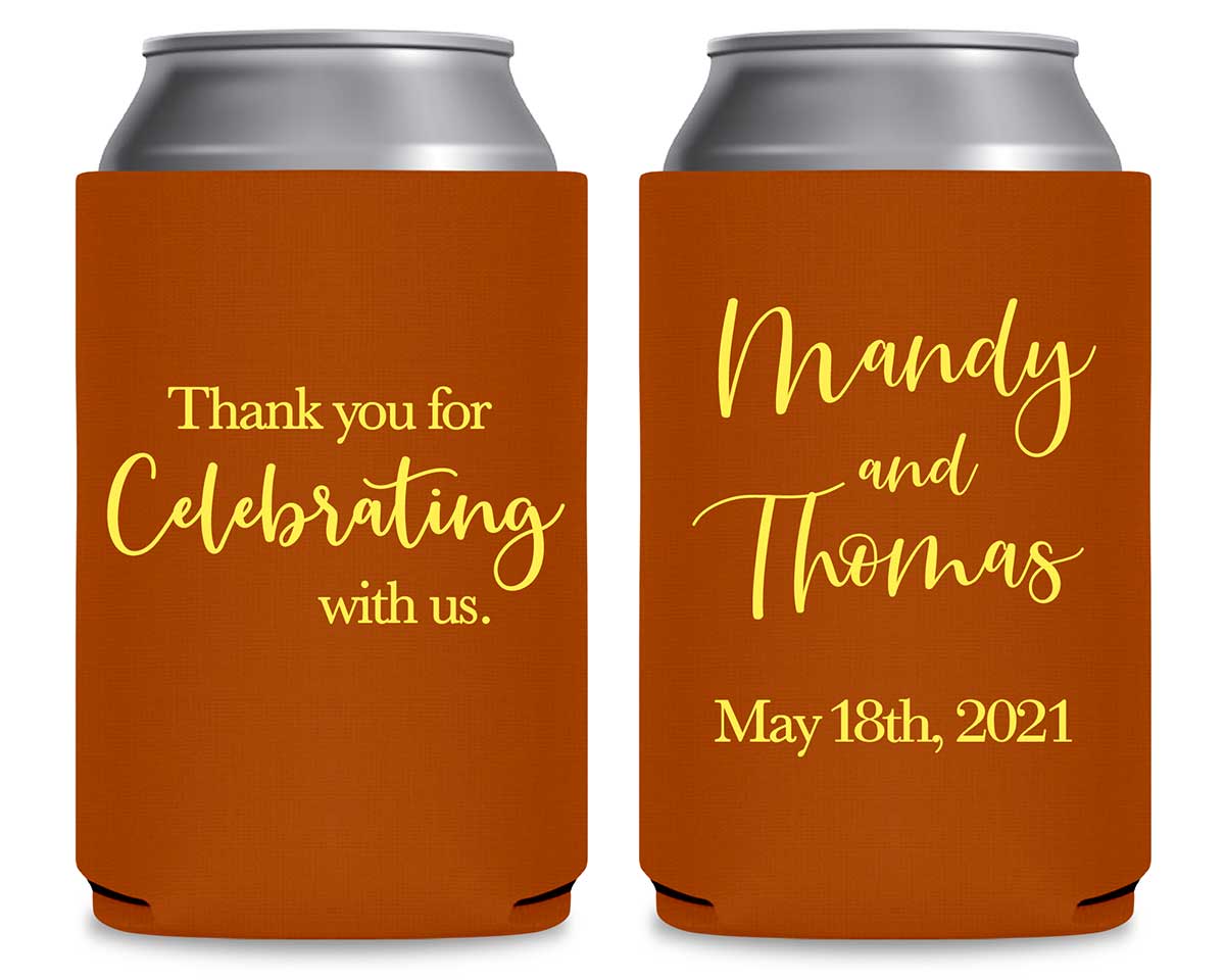Thank You For Celebrating With Us 1A Foldable Can Koozies Wedding Gifts for Guests