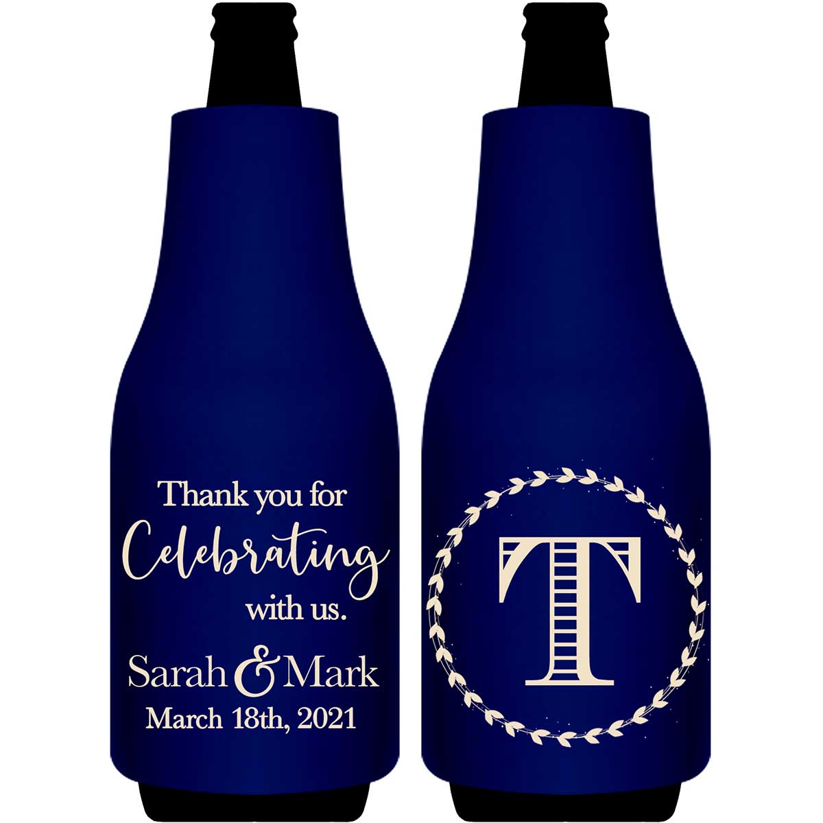 Thank You For Celebrating With Us 1B Foldable Bottle Sleeve Koozies Wedding Gifts for Guests