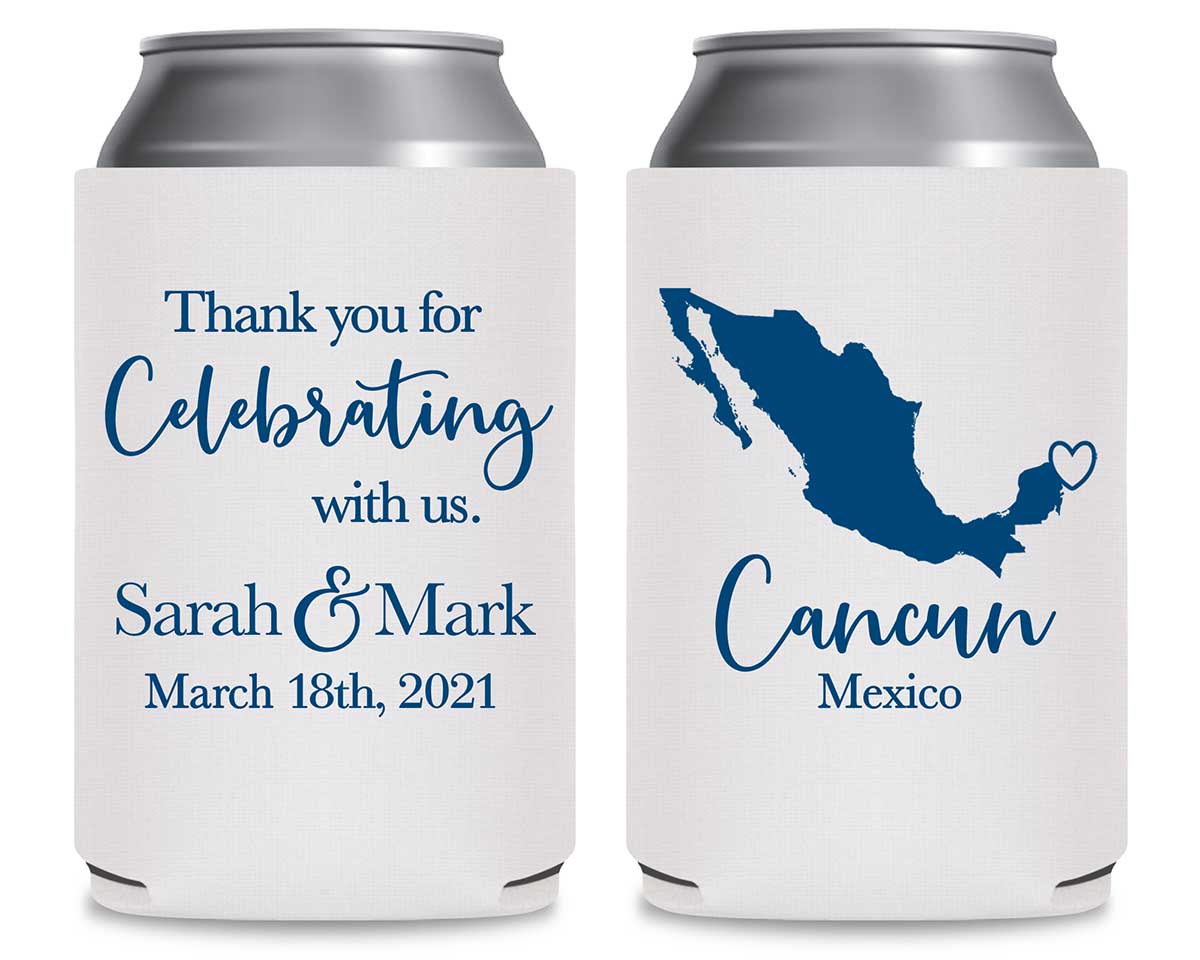 Thank You For Celebrating With Us 1C Any Map Foldable Can Koozies Wedding Gifts for Guests