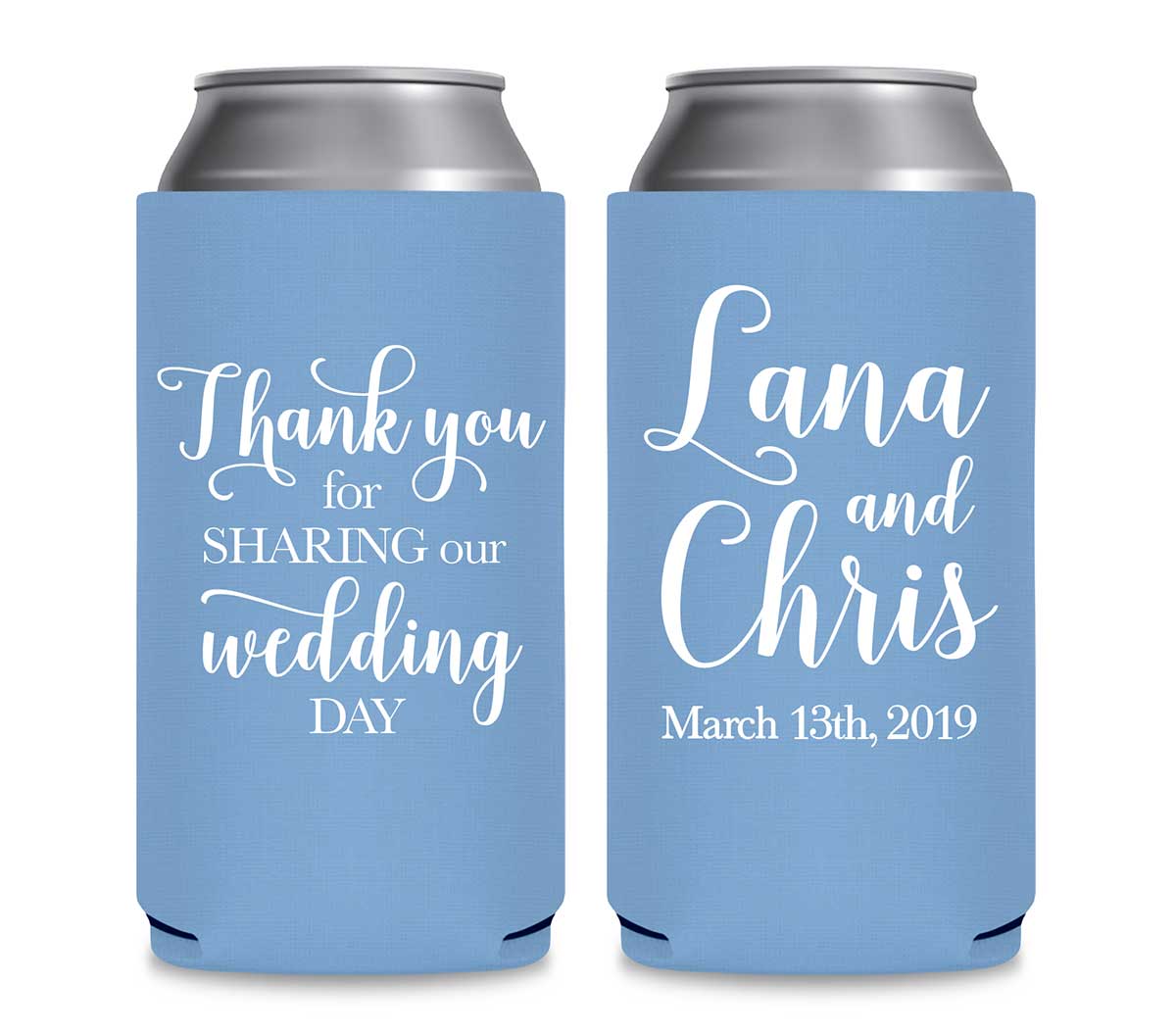 Thank You For Sharing Our Wedding Day 1A Foldable 12 oz Slim Can Koozies Wedding Gifts for Guests