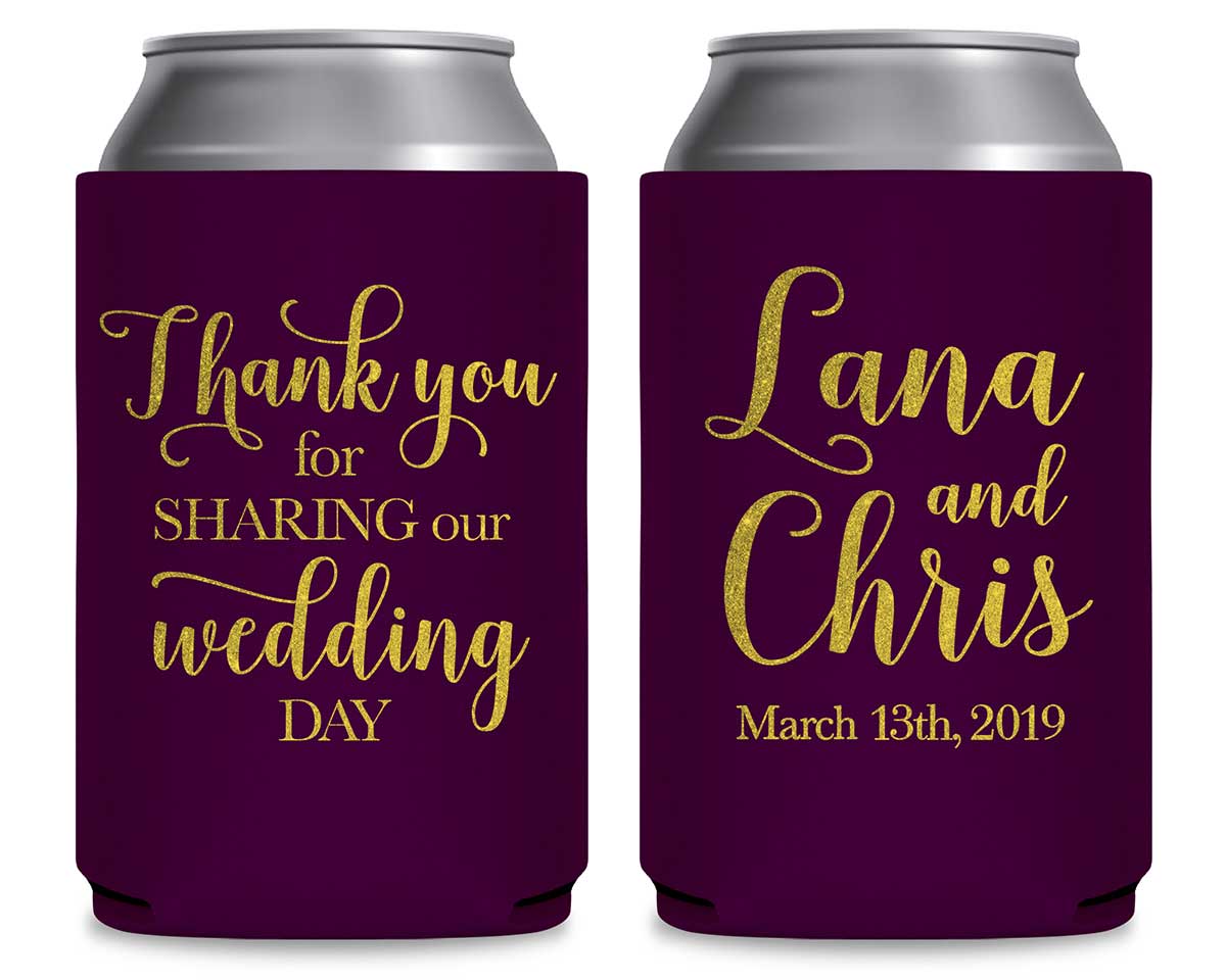 Thank You For Sharing Our Wedding Day 1A Foldable Can Koozies Wedding Gifts for Guests