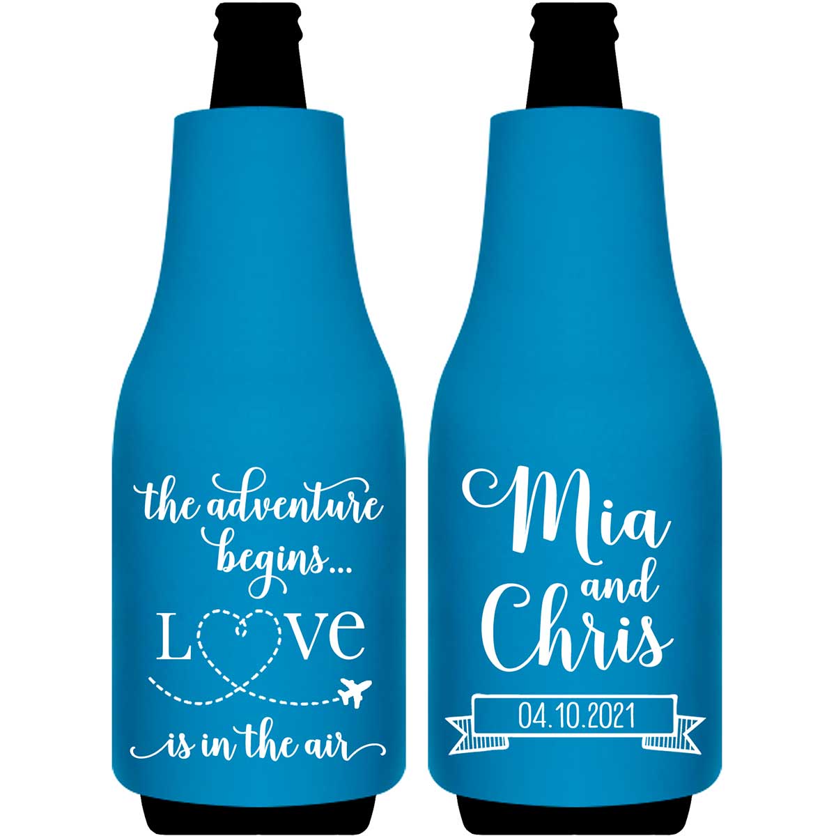 The Adventure Begins 1A Love Is In The Air Foldable Bottle Sleeve Koozies Wedding Gifts for Guests