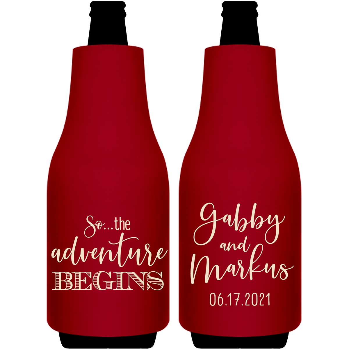 The Adventure Begins 3A Foldable Bottle Sleeve Koozies Wedding Gifts for Guests