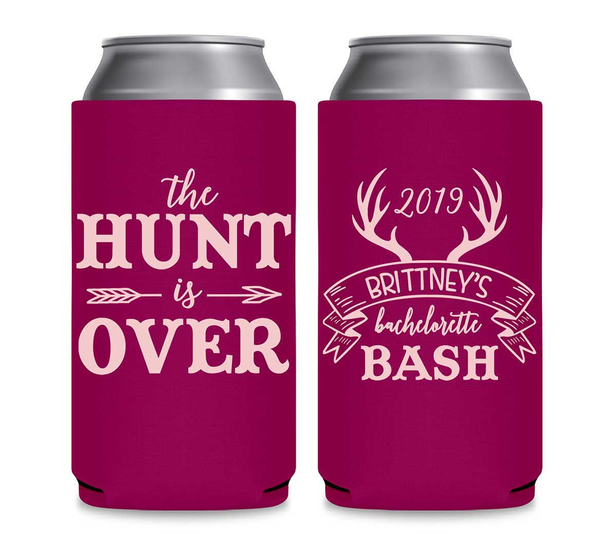 The Hunt Is Over Bachelorette 1A Foldable 12 oz Slim Can Koozies Wedding Gifts for Guests
