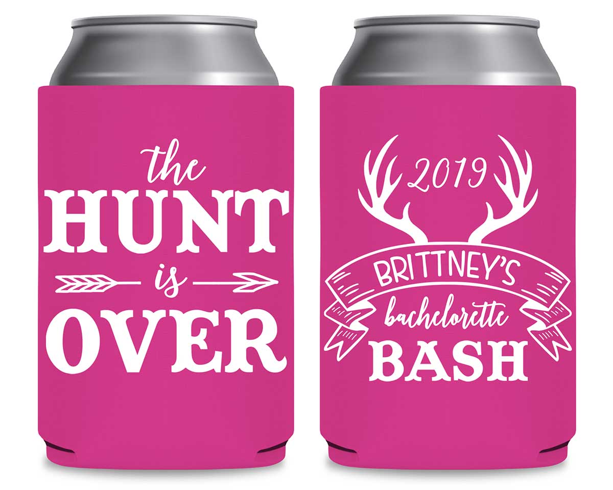 The Hunt Is Over Bachelorette 1A Foldable Can Koozies Wedding Gifts for Guests