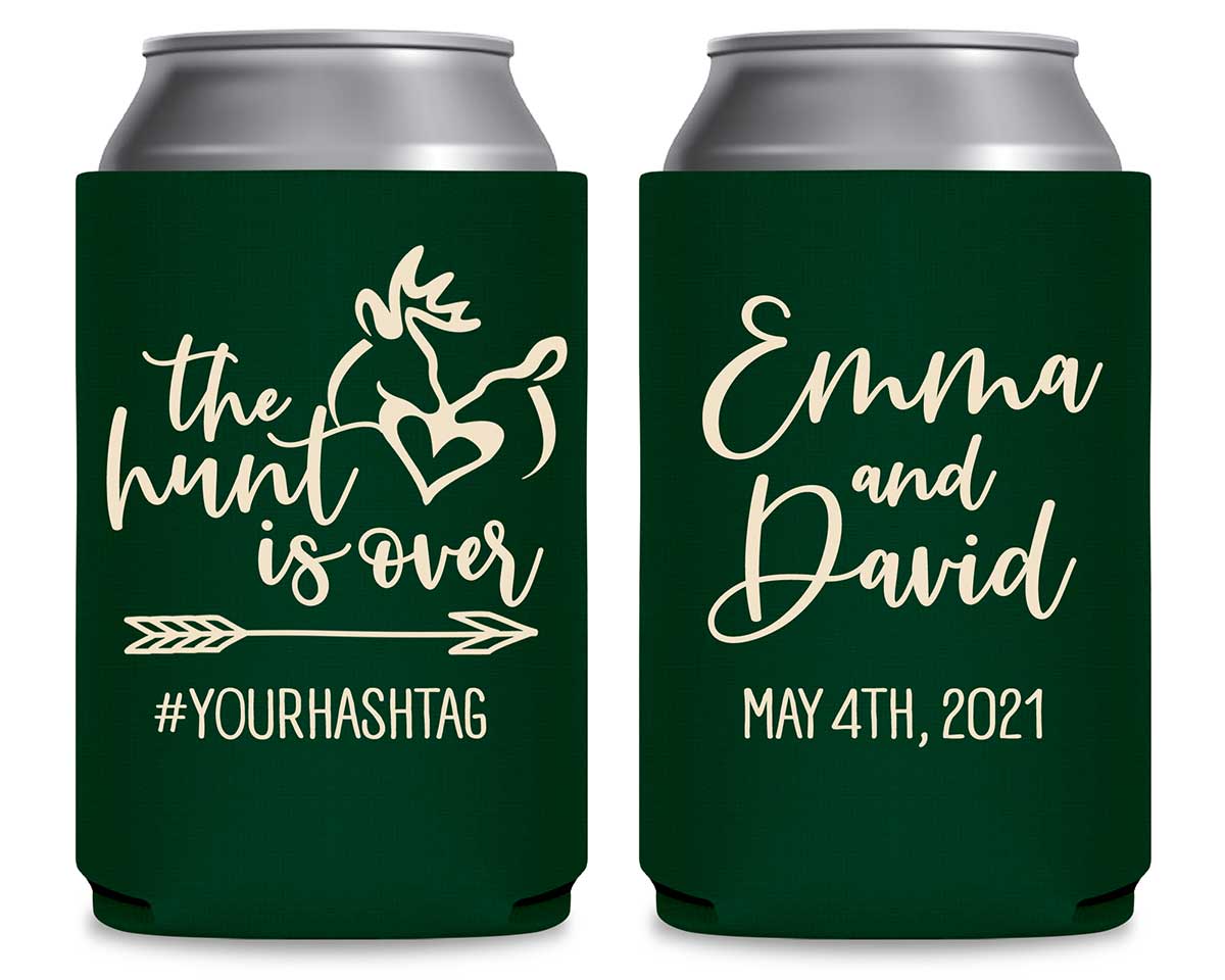 The Hunt Is Over 2A Foldable Foam Can Koozies Wedding Gifts for Guests