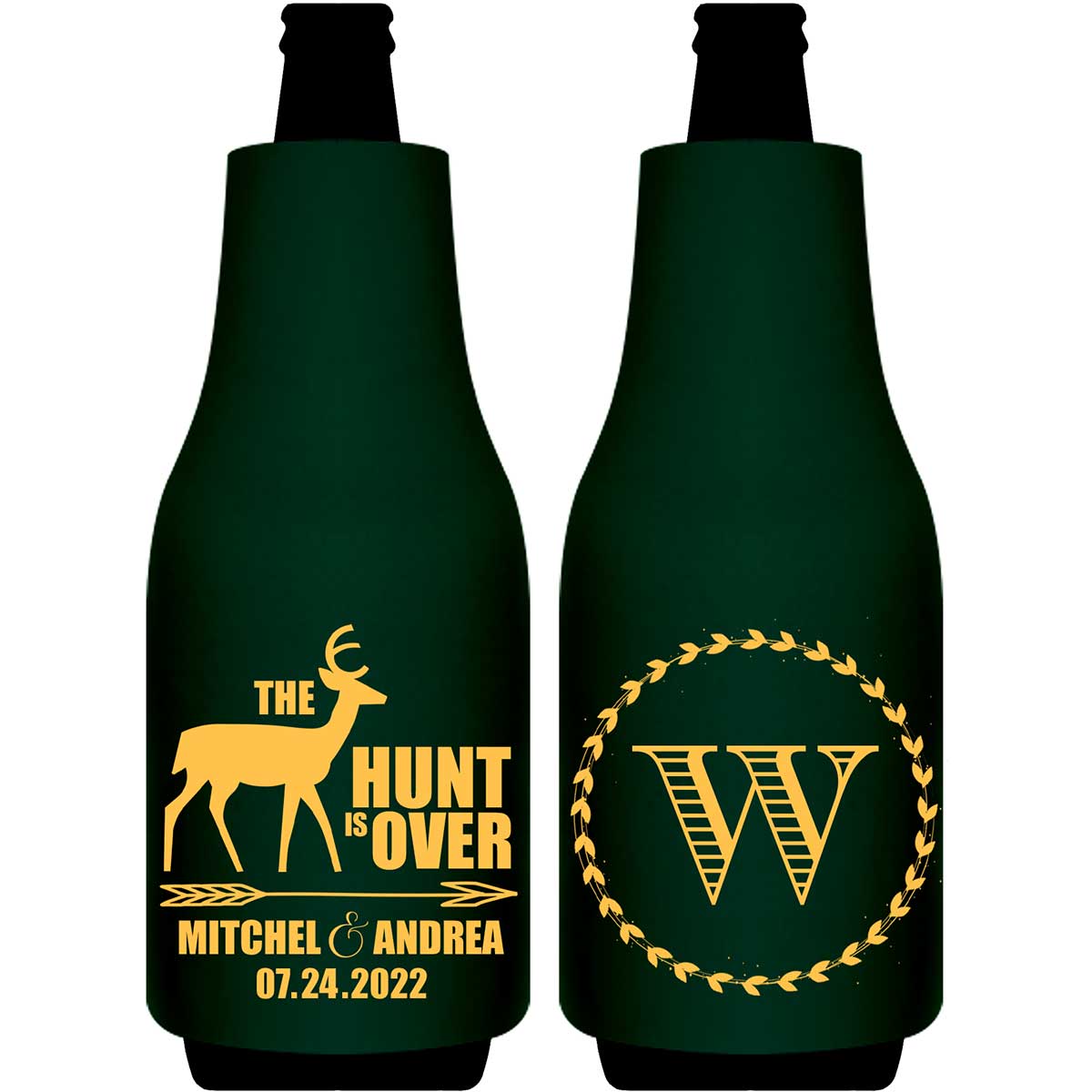 The Hunt Is Over 3A Foldable Bottle Sleeve Koozies Wedding Gifts for Guests