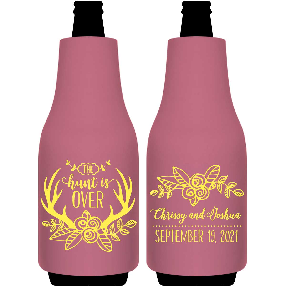 The Hunt Is Over 5A Foldable Bottle Sleeve Koozies Wedding Gifts for Guests