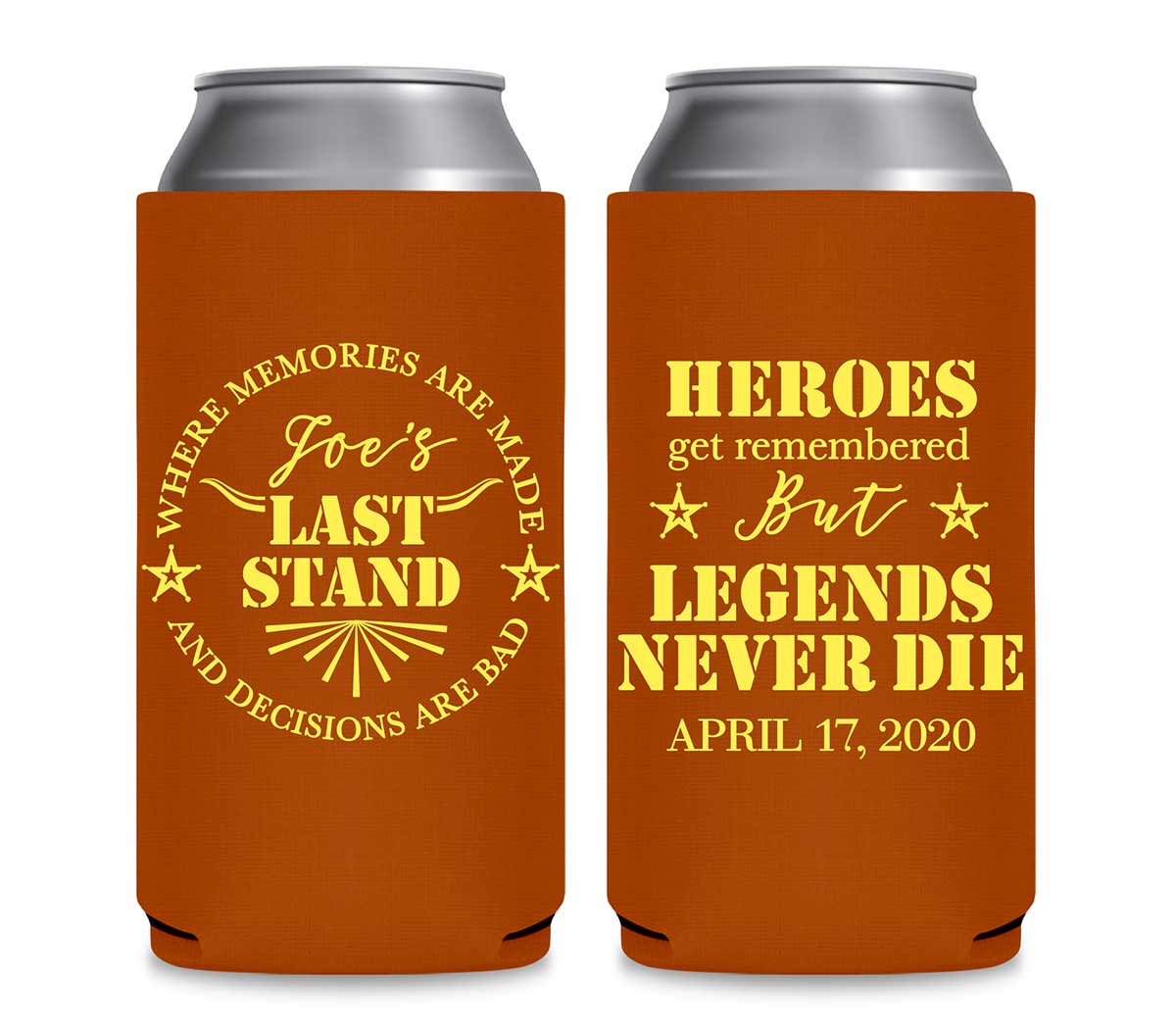 The Last Stand 1A Legends Never Die Foldable 12 oz Slim Can Koozies Wedding Gifts for Guests