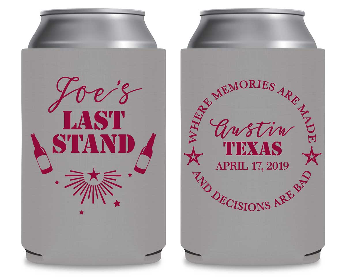 The Last Stand 1B Memories & Bad Decisions Foldable Can Koozies Wedding Gifts for Guests