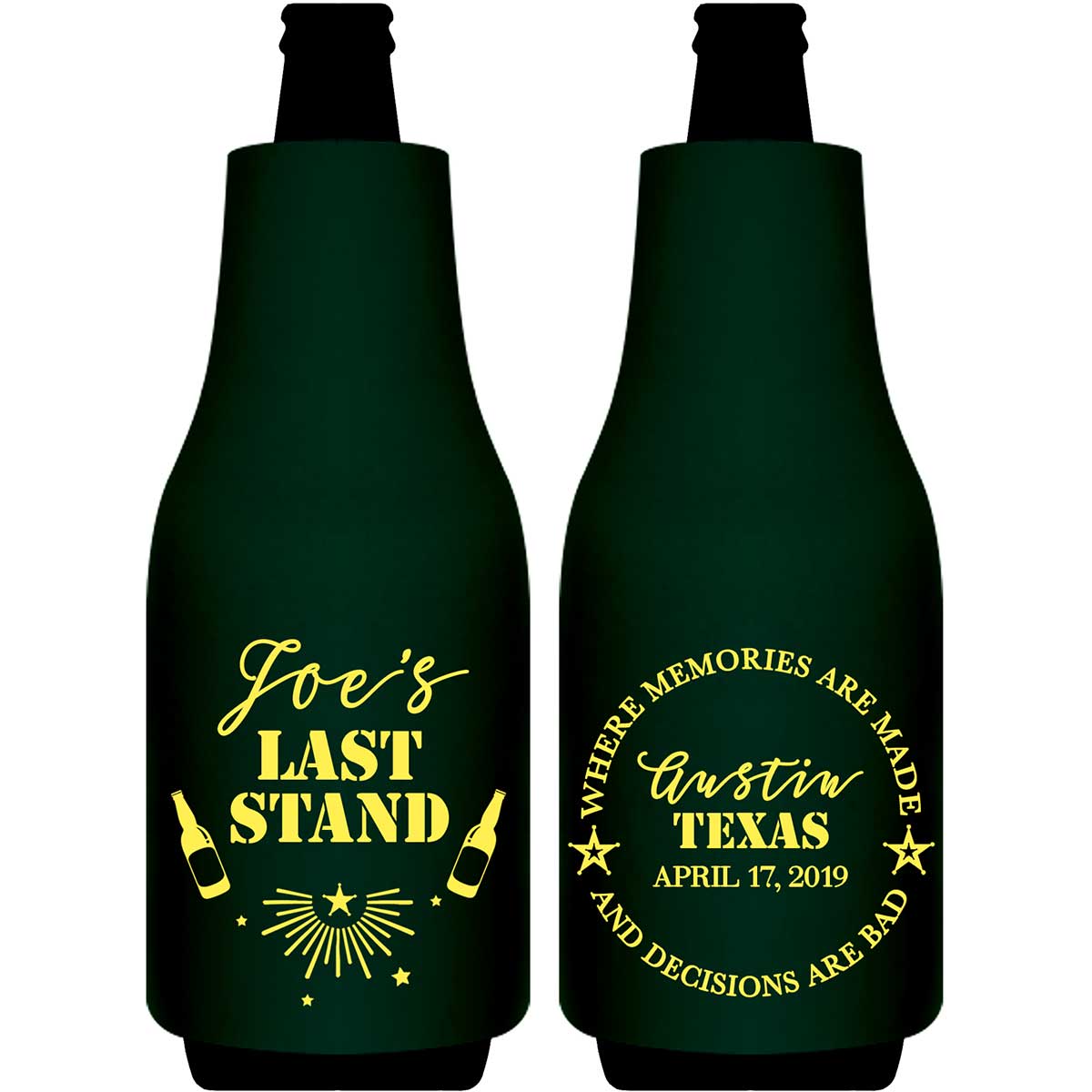 The Last Stand 1B Memories & Bad Decisions Foldable Bottle Sleeve Koozies Wedding Gifts for Guests