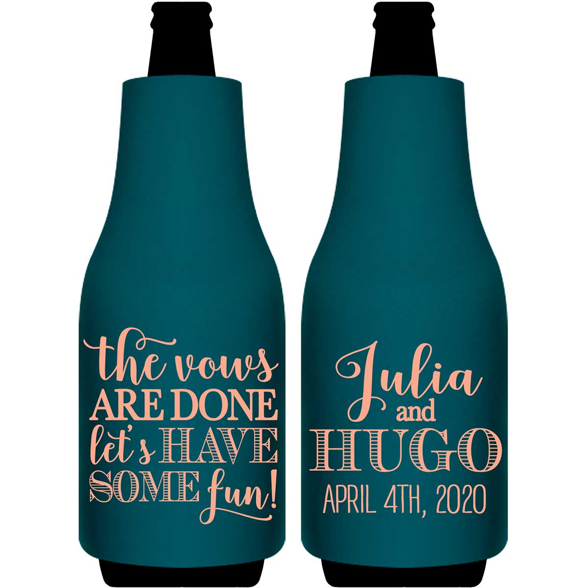 The Vows Are Done Let's Have Some Fun 2A Foldable Bottle Sleeve Koozies Wedding Gifts for Guests
