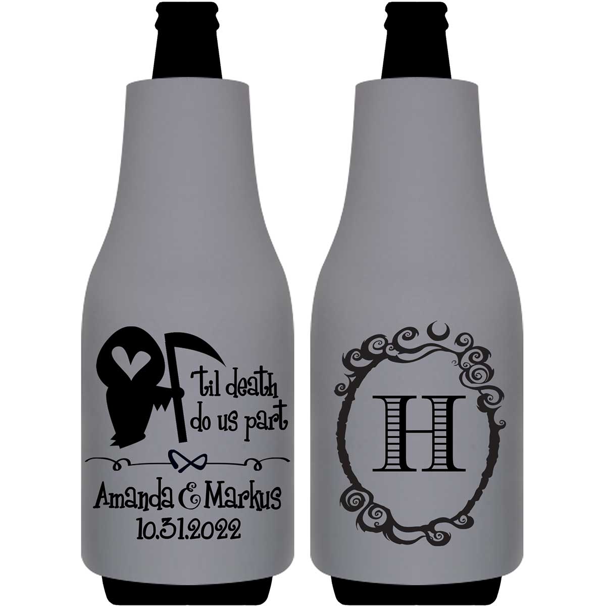 Til Death Do Us Part 1A Grim Reaper Foldable Bottle Sleeve Koozies Wedding Gifts for Guests