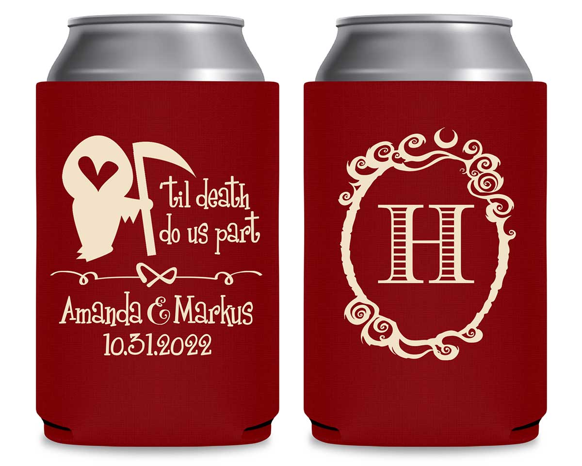 Til Death Do Us Part 1A Grim Reaper Foldable Can Koozies Wedding Gifts for Guests