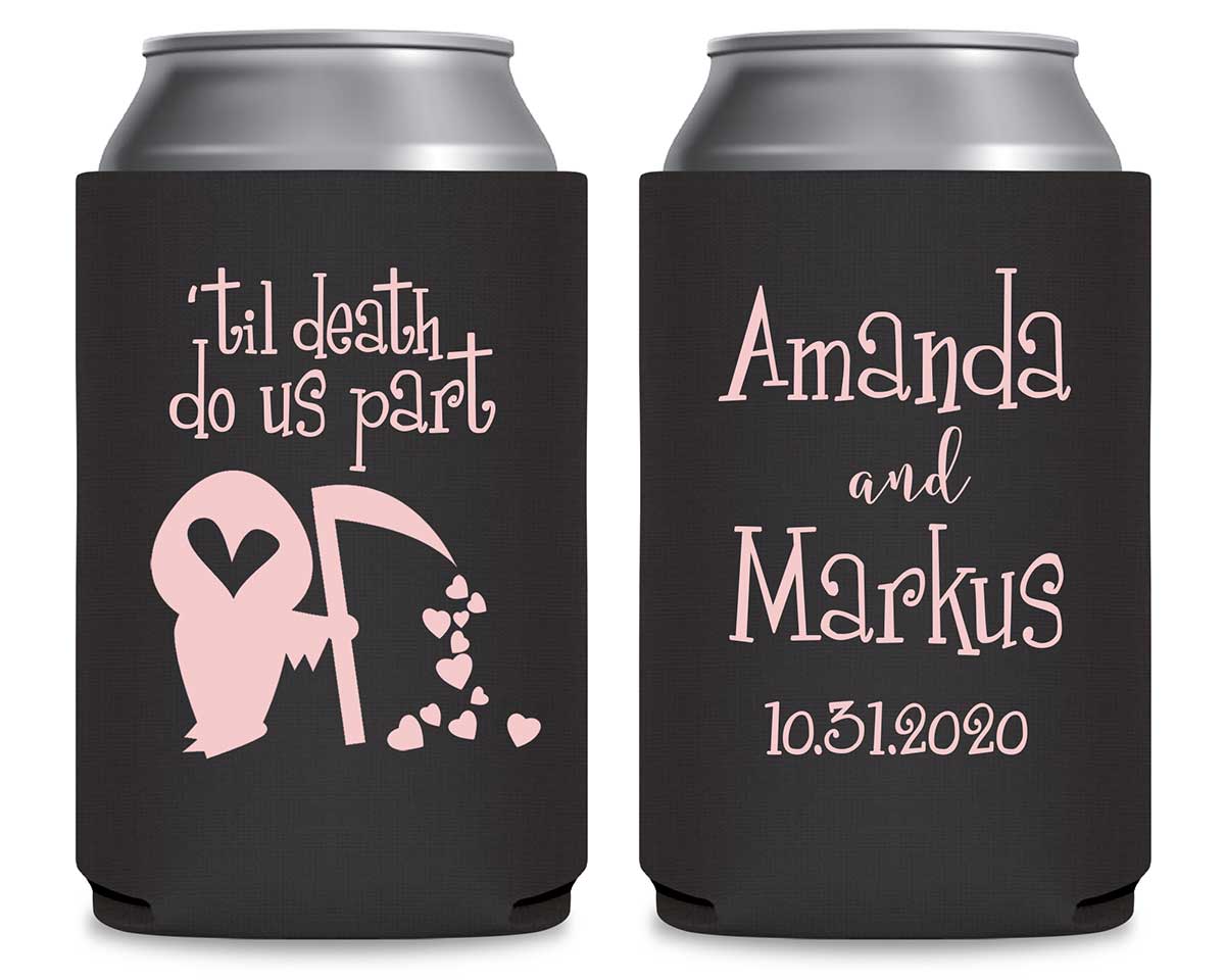 Til Death Do Us Part 1B Grim Reaper Foldable Can Koozies Wedding Gifts for Guests