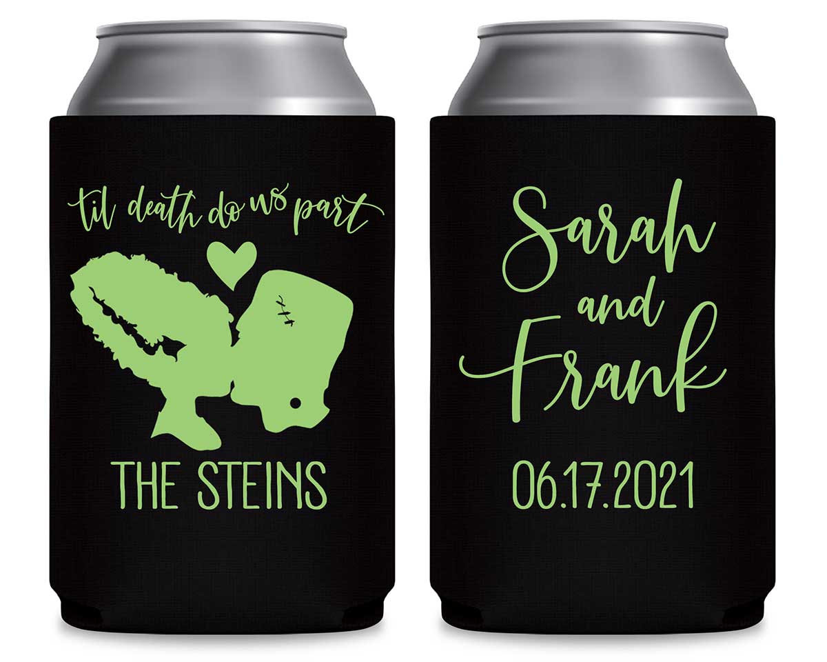 Til Death Do Us Part 2A Frankenstein Foldable Can Koozies Wedding Gifts for Guests