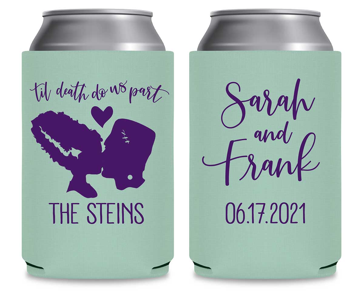 Til Death Do Us Part 2A Frankenstein Foldable Can Koozies Wedding Gifts for Guests