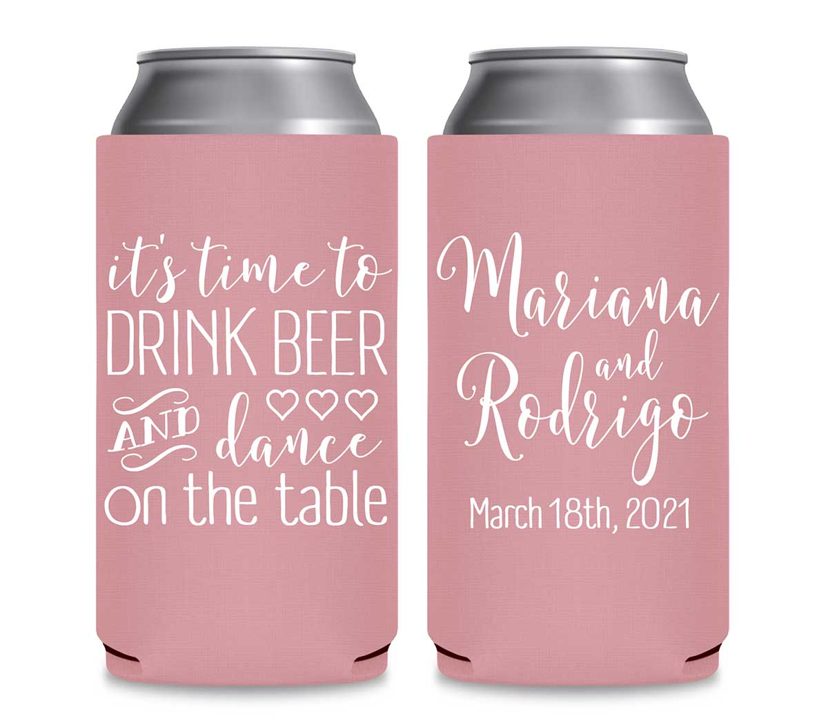 Time To Drink Beer & Dance On The Table 1A Foldable 12 oz Slim Can Koozies Wedding Gifts for Guests