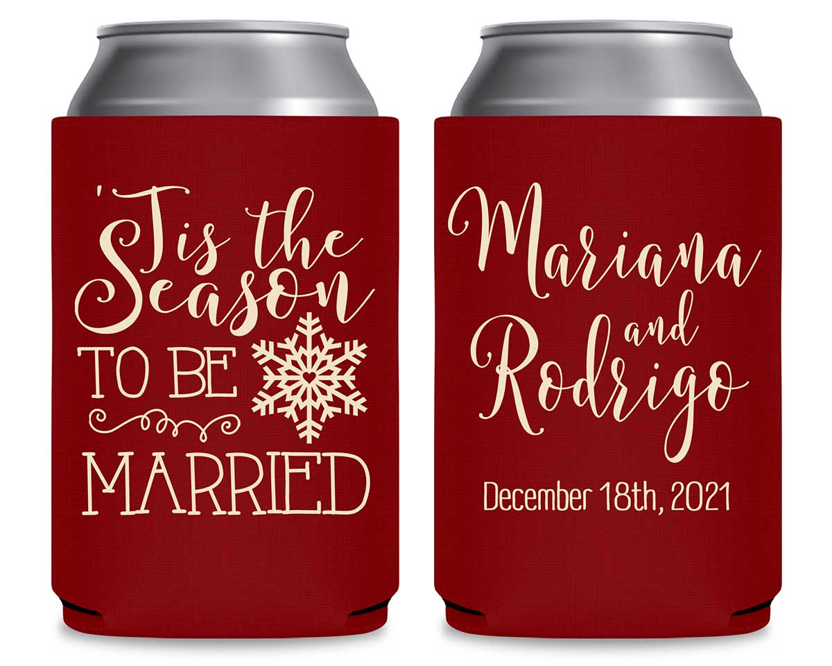 Tis The Season To Be Married 1A Foldable Can Koozies Wedding Gifts for Guests