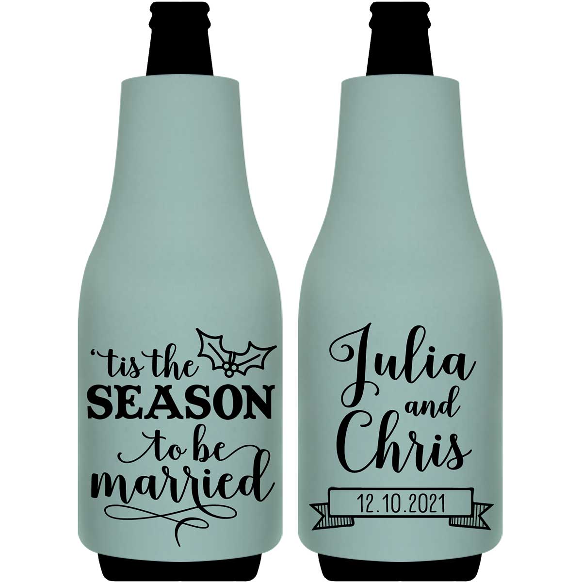 Tis The Season To Be Married 2A Foldable Bottle Sleeve Koozies Wedding Gifts for Guests