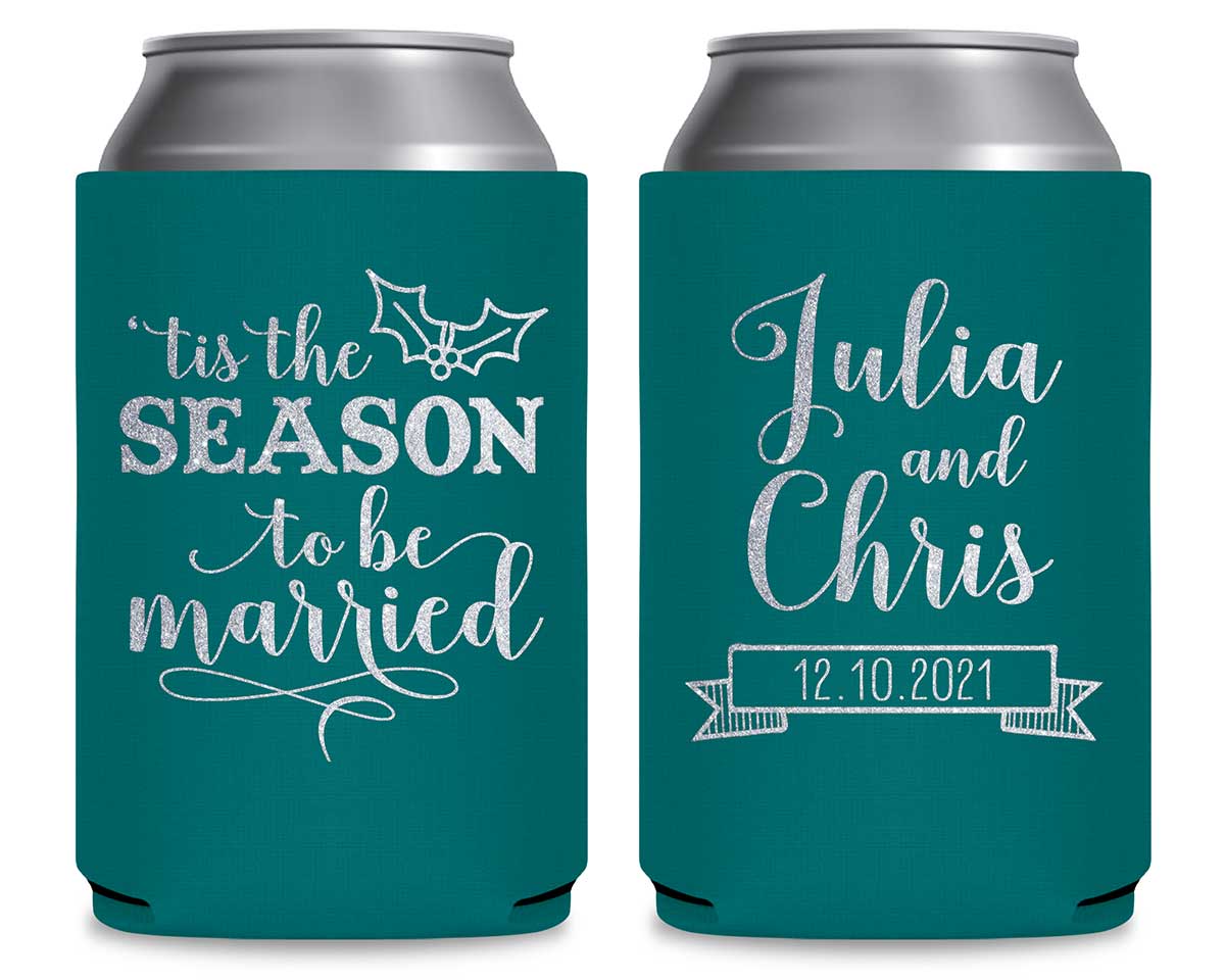 Tis The Season To Be Married 2A Foldable Can Koozies Wedding Gifts for Guests