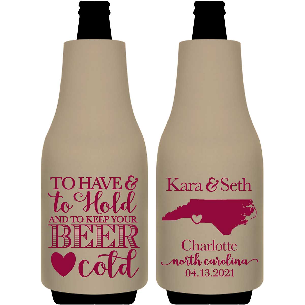 To Have & To Hold Keep Your Beer Cold 1B Foldable Bottle Sleeve Koozies Wedding Gifts for Guests