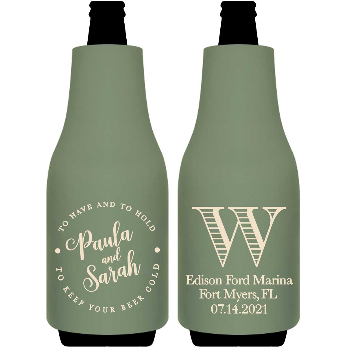 To Have & To Hold Keep Your Beer Cold 3A Foldable Bottle Sleeve Koozies Wedding Gifts for Guests