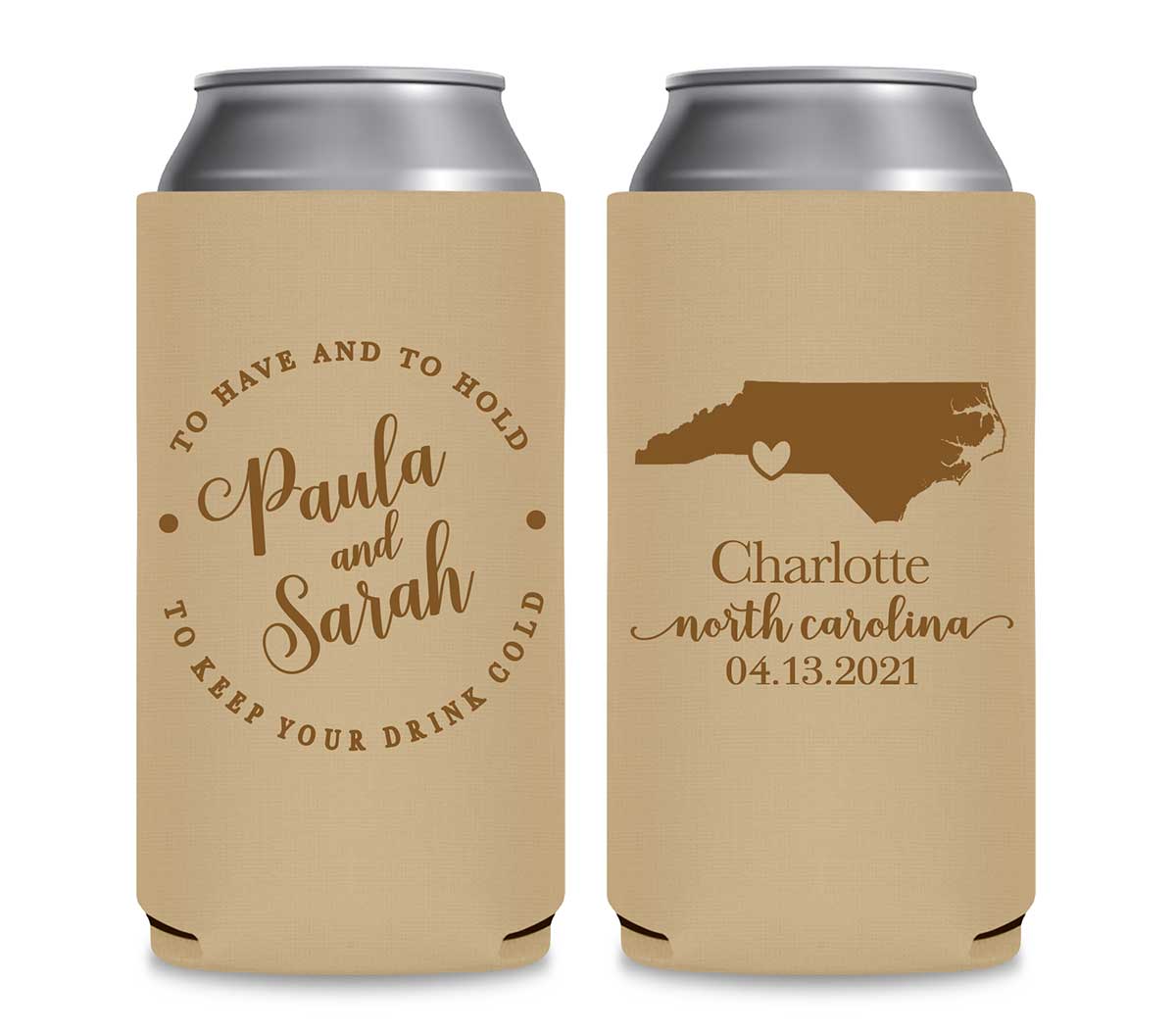 To Have & To Hold Keep Your Drink Cold 3B Foldable 12 oz Slim Can Koozies Wedding Gifts for Guests