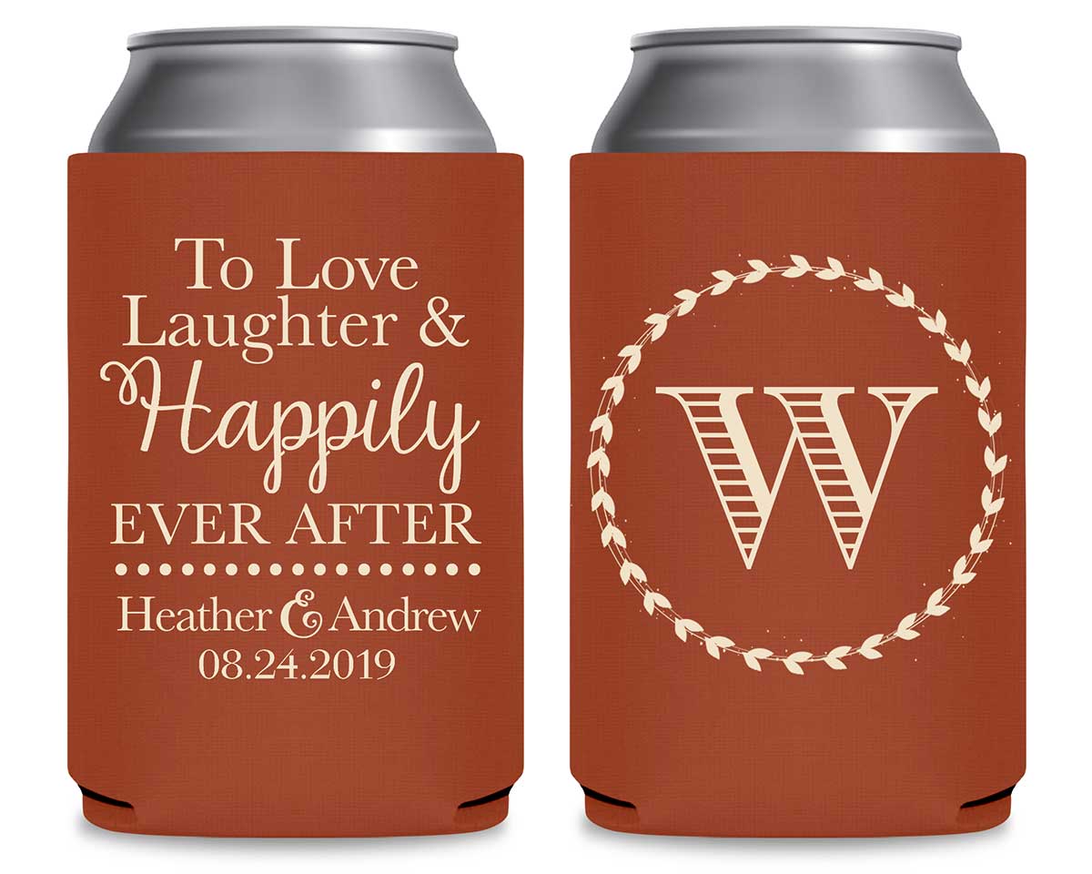To Love Laughter & Happily Ever After 1A Foldable Can Koozies Wedding Gifts for Guests