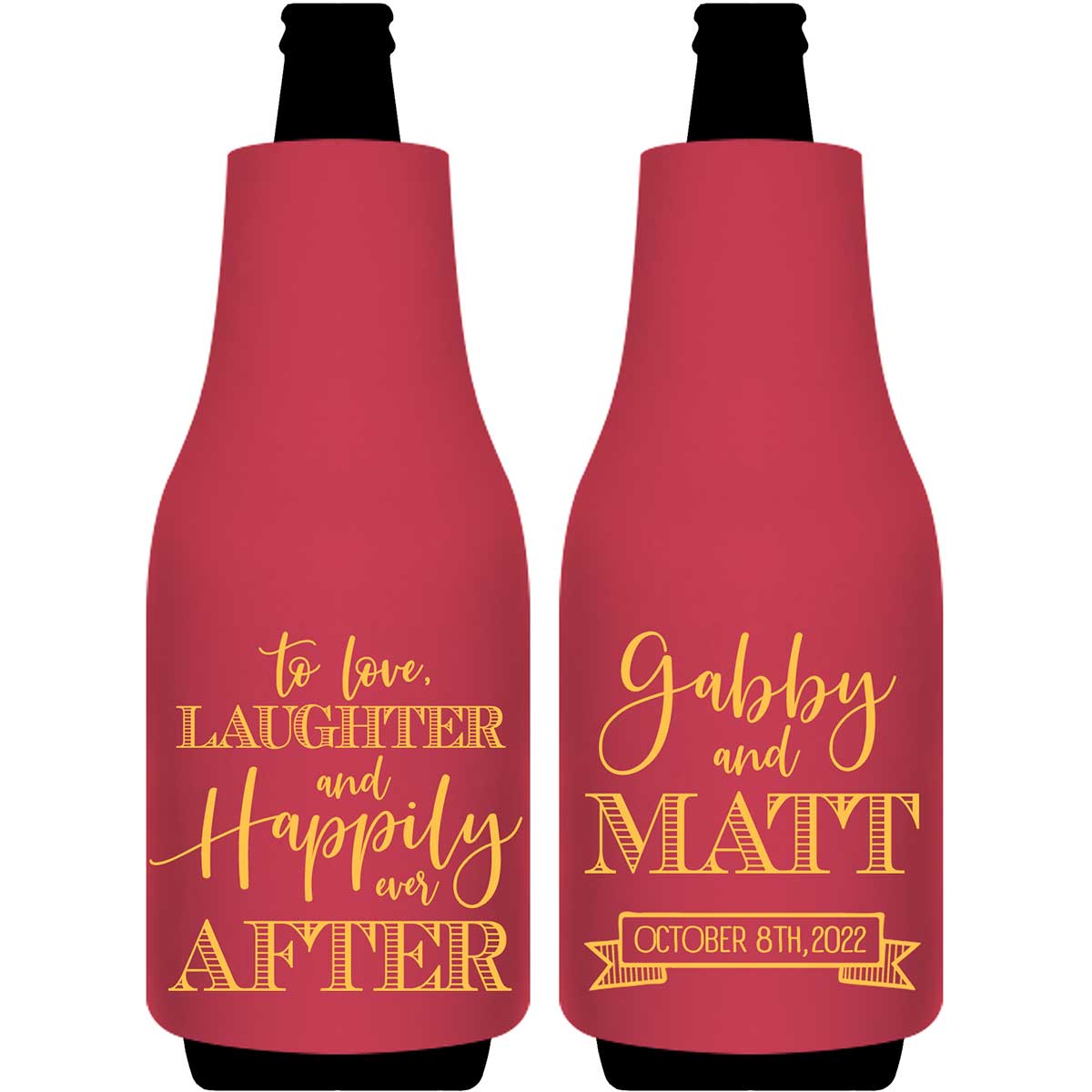 To Love Laughter & Happily Ever After 3A Foldable Bottle Sleeve Koozies Wedding Gifts for Guests