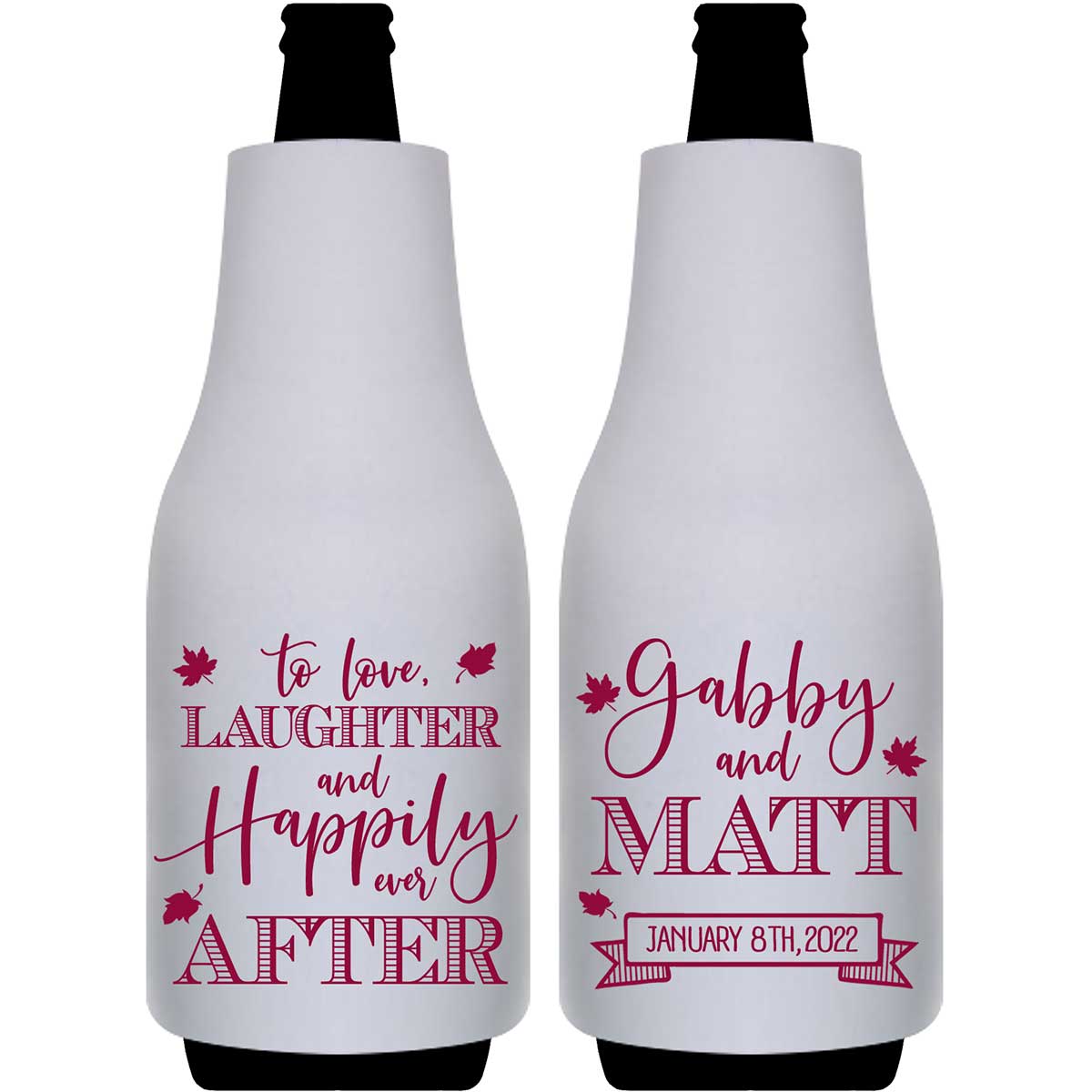 To Love Laughter & Happily Ever After 3C Foldable Bottle Sleeve Koozies Wedding Gifts for Guests