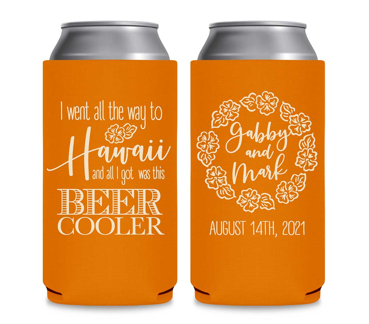 Tropical Floral Love 1A Any Location Foldable 12 oz Slim Can Koozies Wedding Gifts for Guests